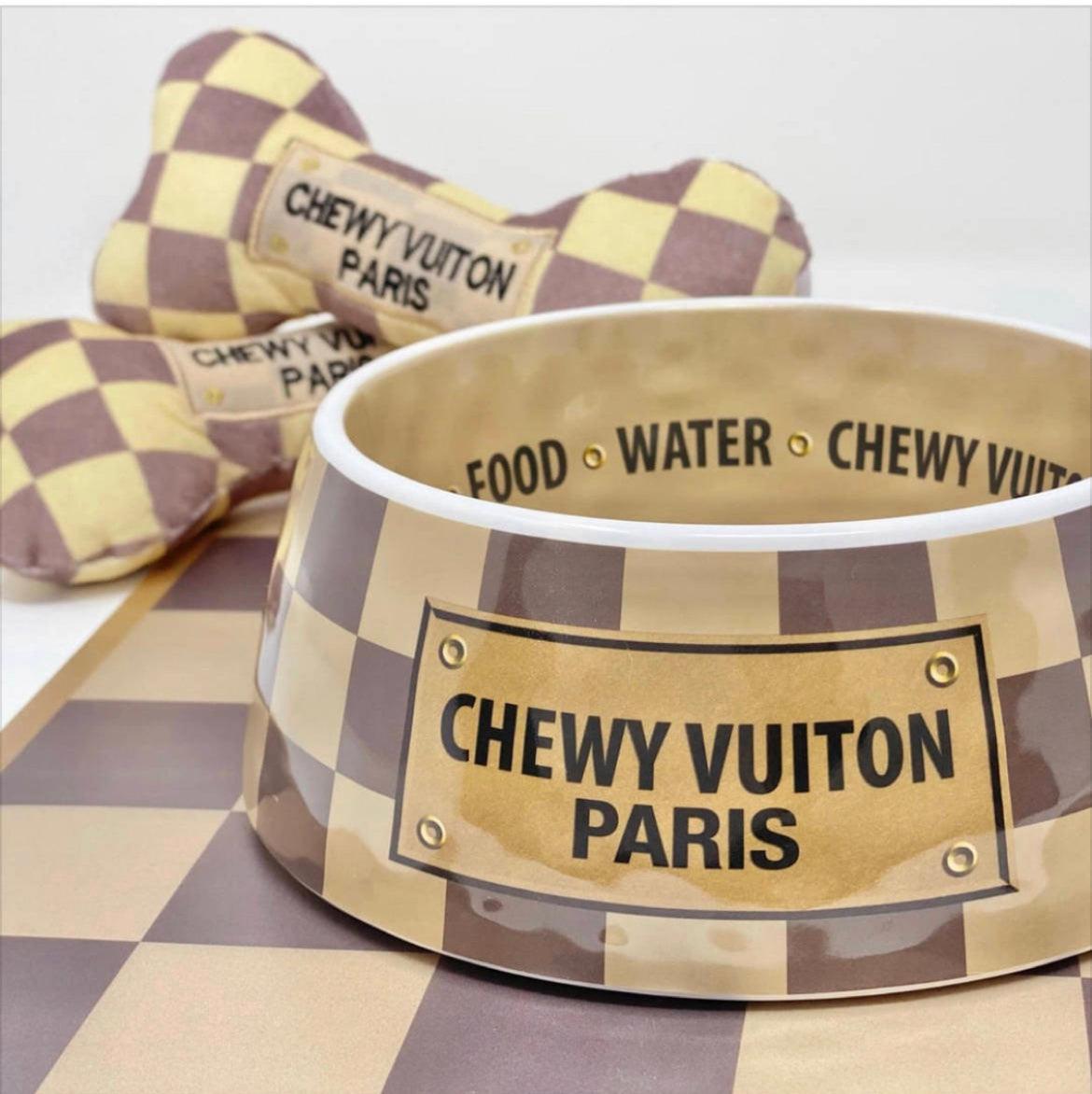 Chewy Vuitton Bowl Mat and Toy Set Free Delivery