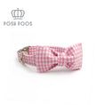 Load image into Gallery viewer, Pink Gingham Dog Collar, Lead and Bow Set
