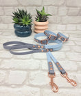 Load image into Gallery viewer, Waterproof BioThane® Dog Collar & Dog Lead Set - Pastel Blue and Grey EXTRA SMALL, Free Delivery - Posh Poos
