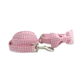 Load image into Gallery viewer, Pink Gingham Dog Collar, Lead and Bow Set
