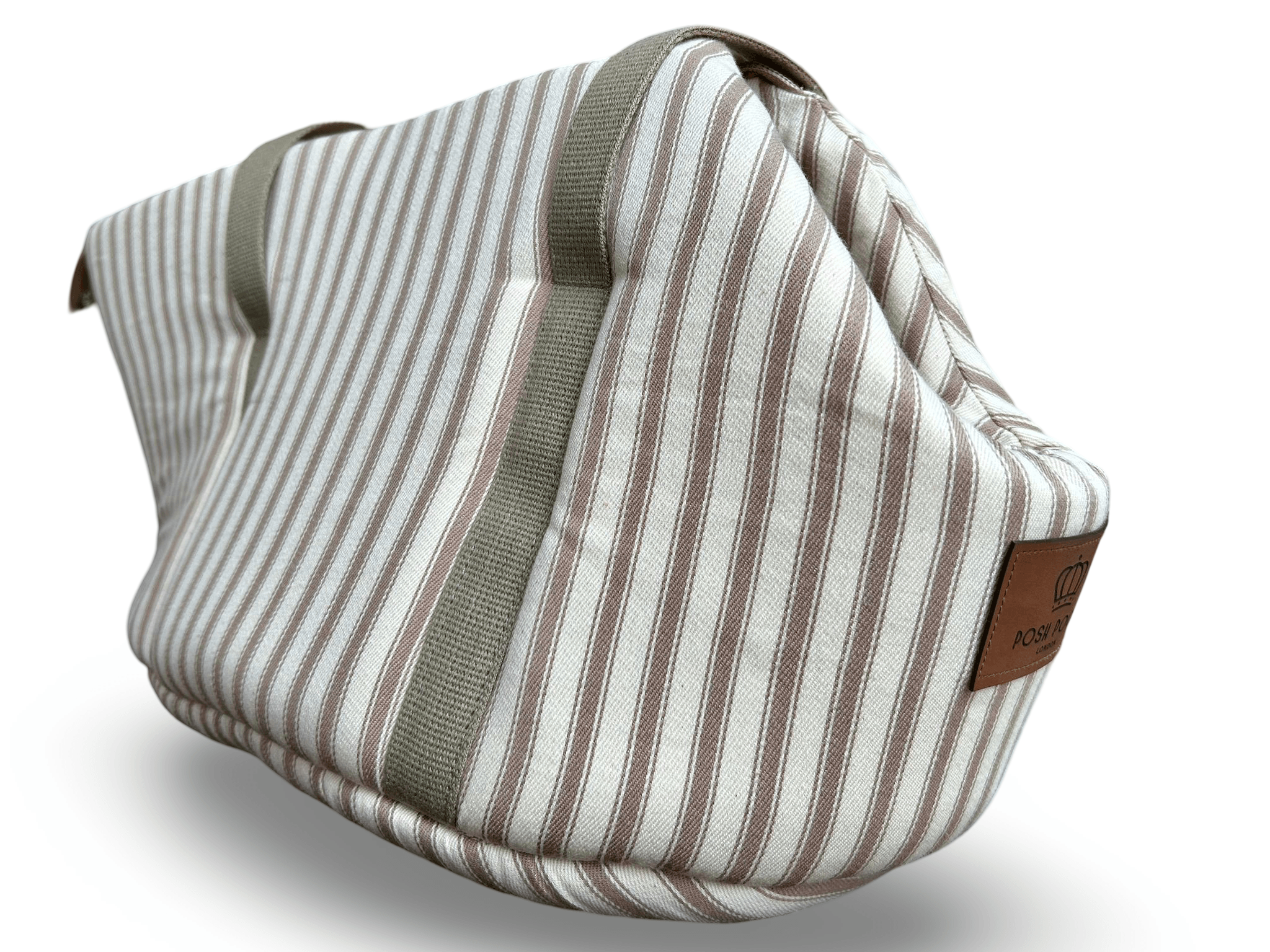 Heritage Stripe Dog Carrier Taupe - Posh Poos