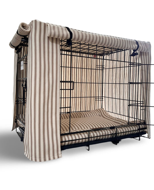 Posh Poos Dog Crate Cage Cover In Heritage Stripe