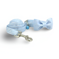 Load image into Gallery viewer, Blue Stripe  Dog Collar, Lead and Bow Set
