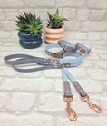 Load image into Gallery viewer, Waterproof BioThane® Dog Collar & Dog Lead Set - Pastel Blue and Grey SMALL

