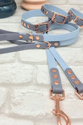 Load image into Gallery viewer, Waterproof BioThane® Dog Collar & Dog Lead Set - Pastel Blue and Grey EXTRA SMALL, Free Delivery - Posh Poos
