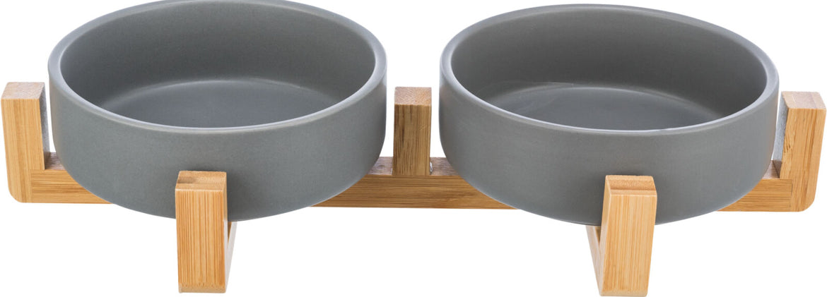 Ceramic/Bamboo Dog 2 Bowl Set - Posh Poos