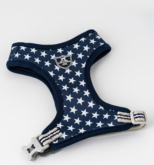 XS Puppy Harness, Lead, Collar Set - Navy Stars