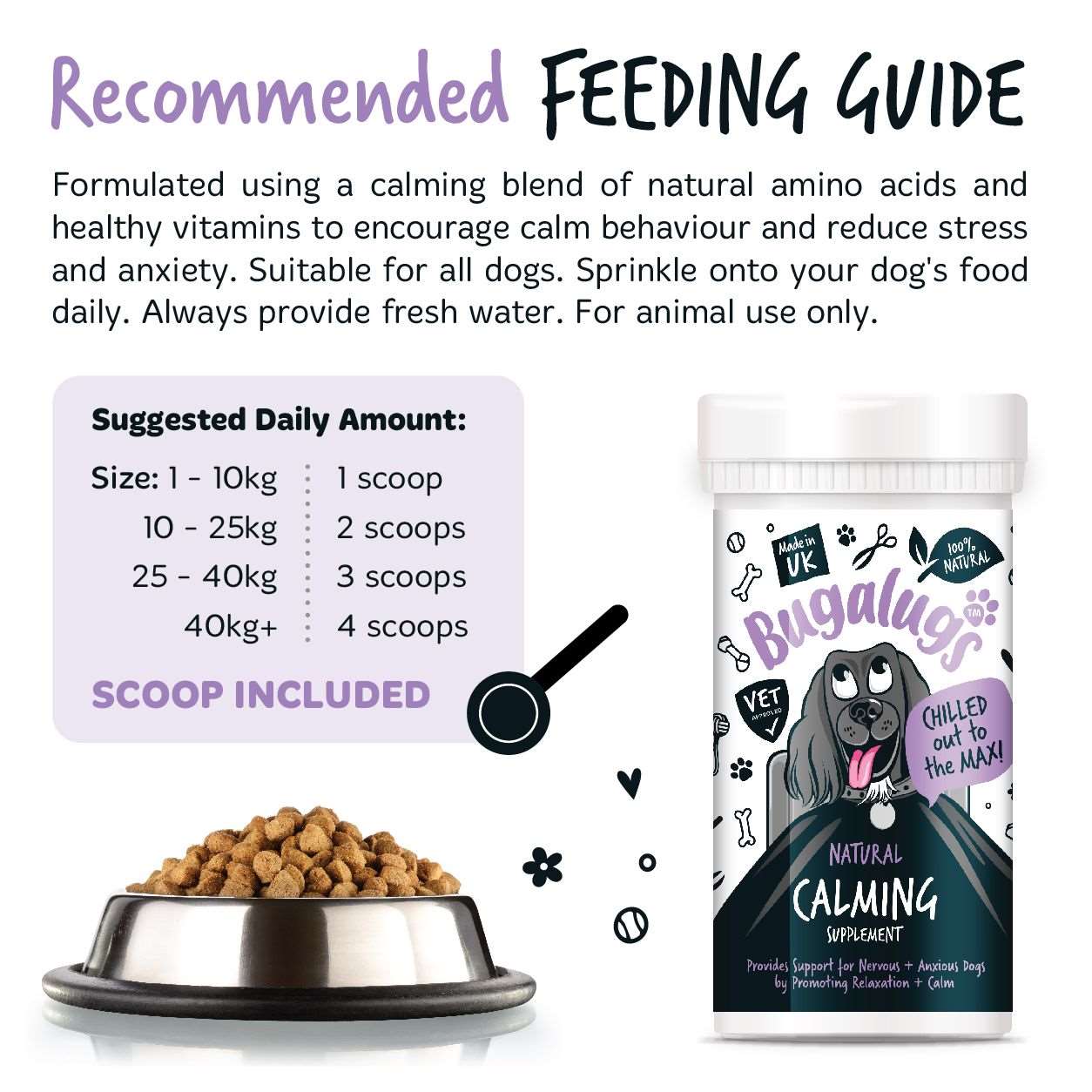 Bugalugs Calming Supplement For Dogs And Puppies 80grams - Posh Poos