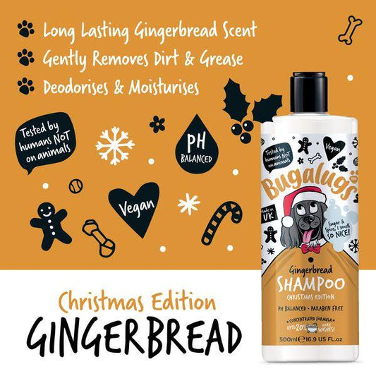 Bugalugs Gingerbread Xmas Shampoo For Dogs And Puppies 500ml - Posh Poos